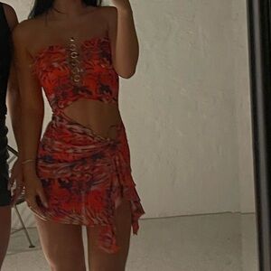 Red Abstract Mini Dress